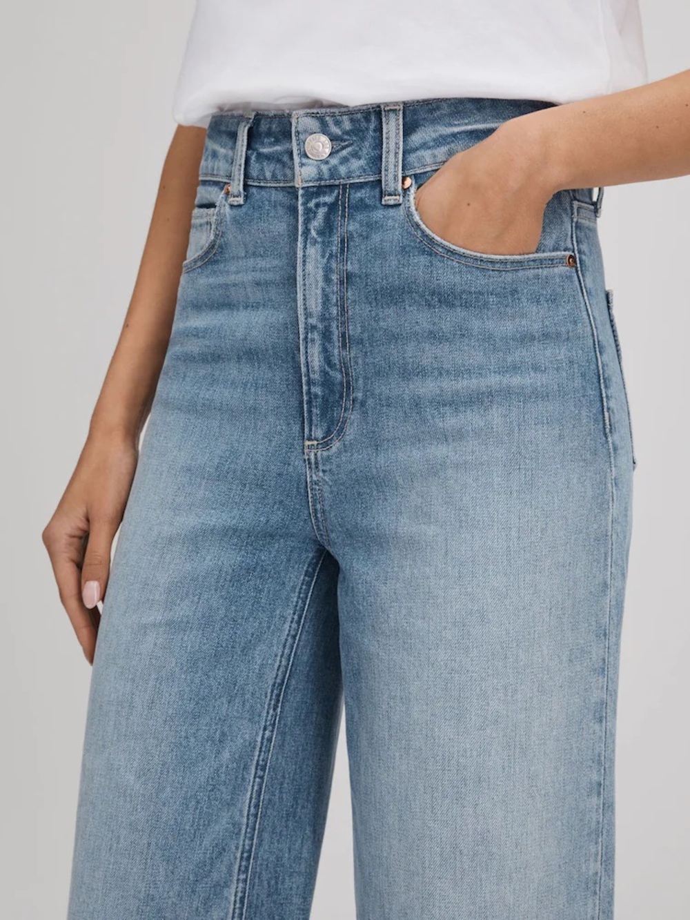 New Paige Sasha Blue Magnifique Wide Leg Jeans - 25 - Picture 3 of 3